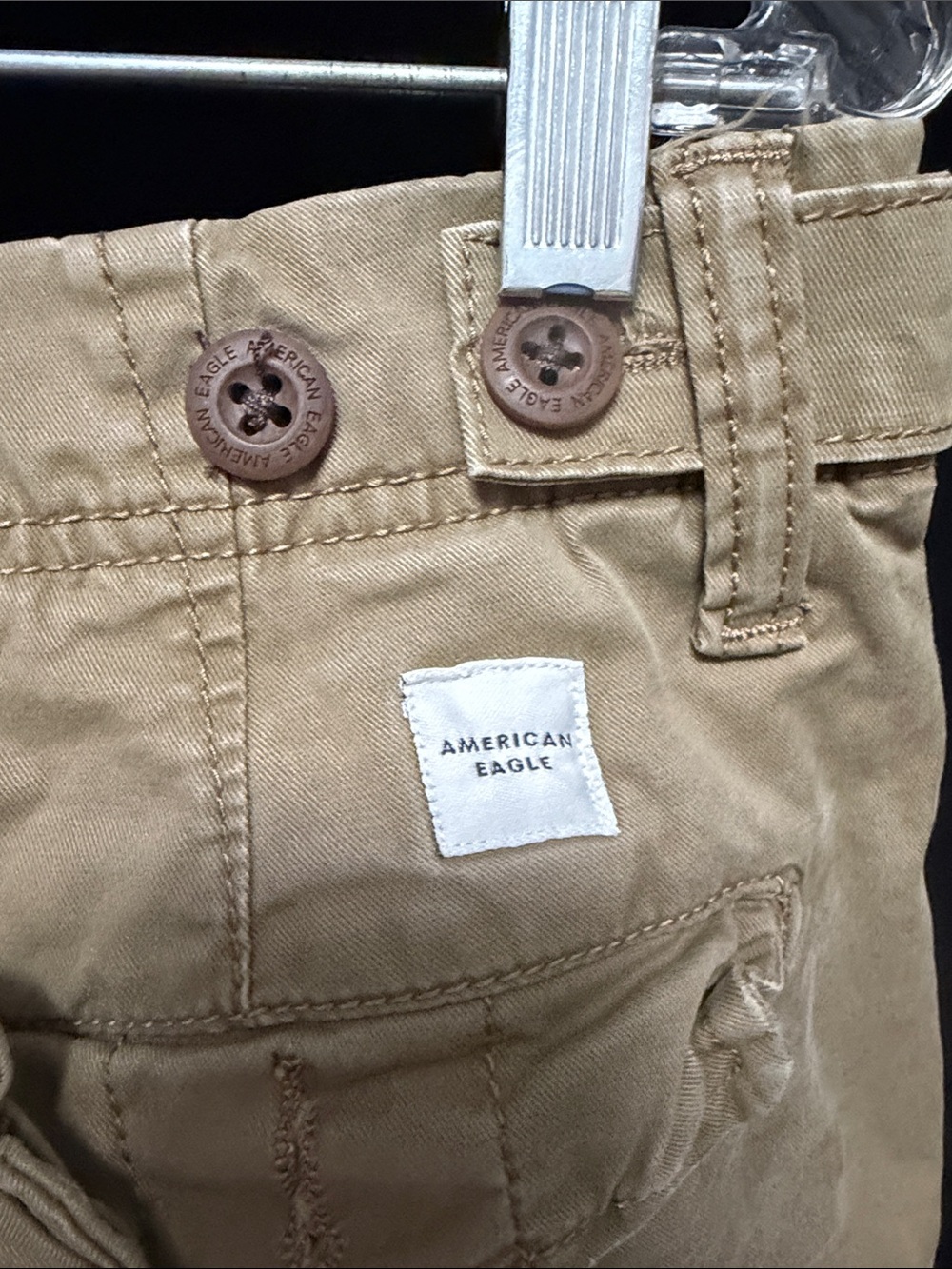American Eagle Outfitters Men's Tan Cargo Shorts - Button Waist - Picture 3 of 6